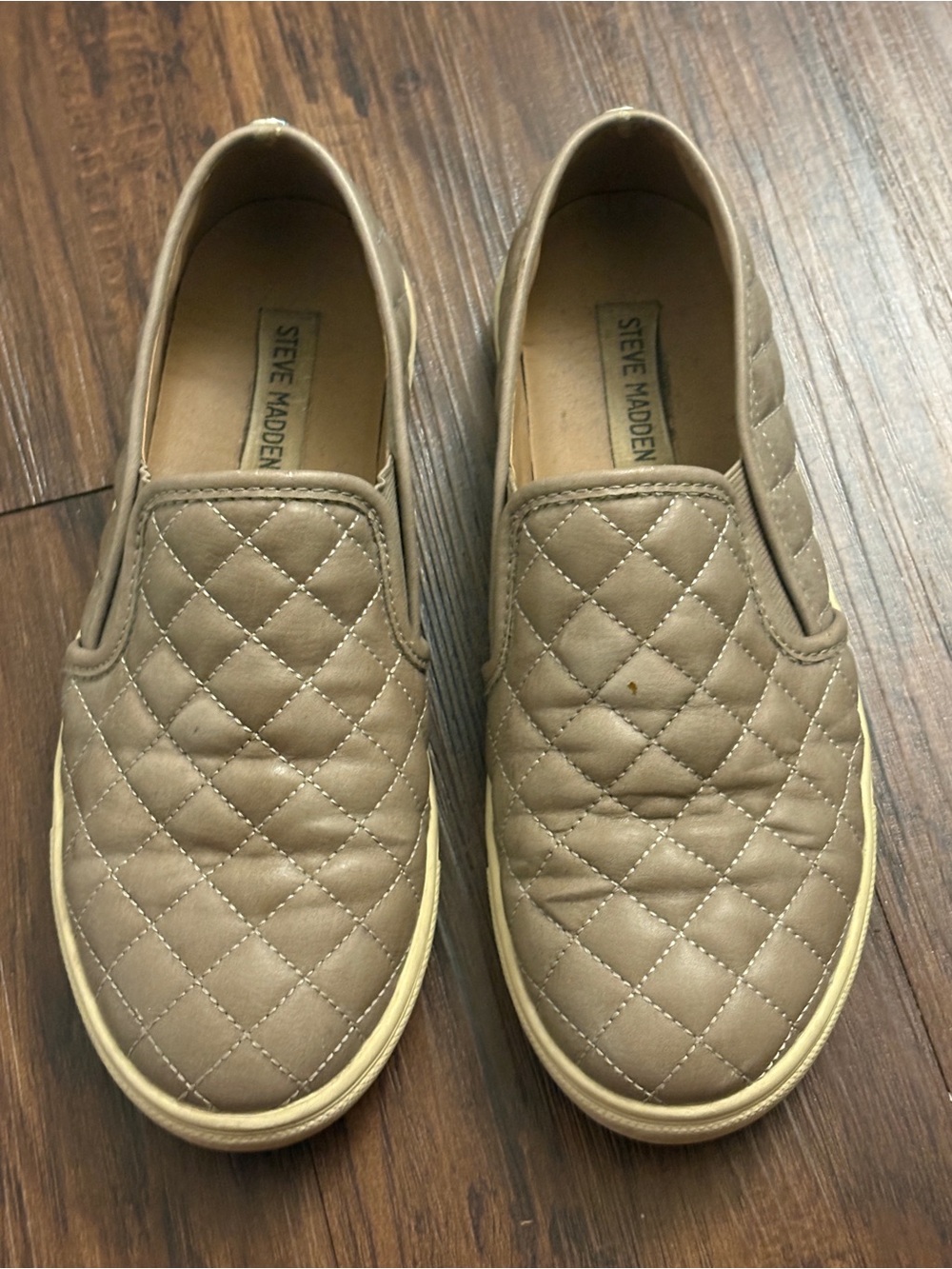Steve Madden Quilted Slip-On Loafers in Taupe